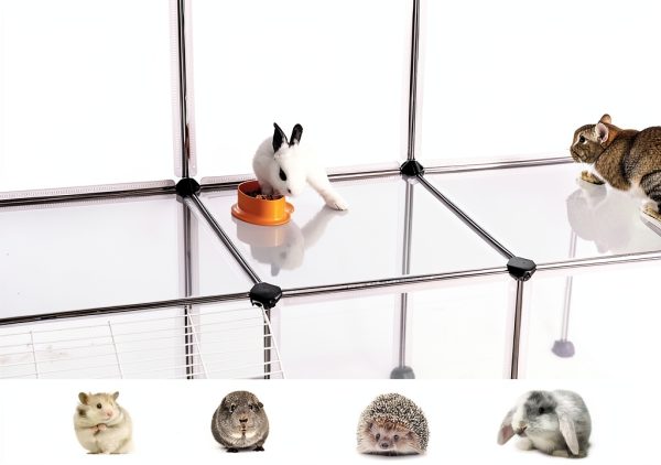 SONGMICS Pet Playpen Transparent Panels Small Animal Cage-2