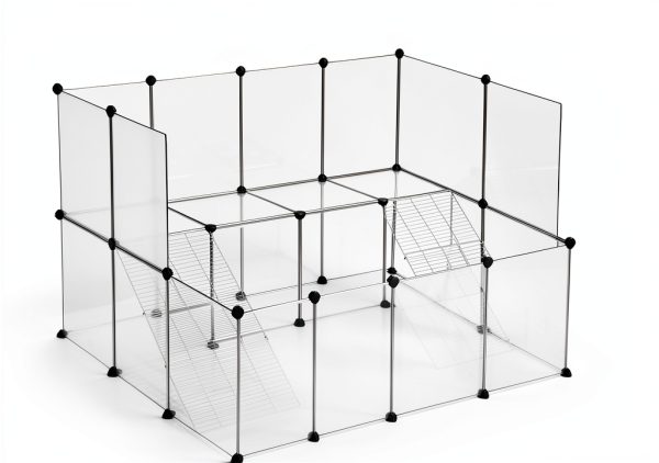 SONGMICS Pet Playpen Transparent Panels Small Animal Cage-5