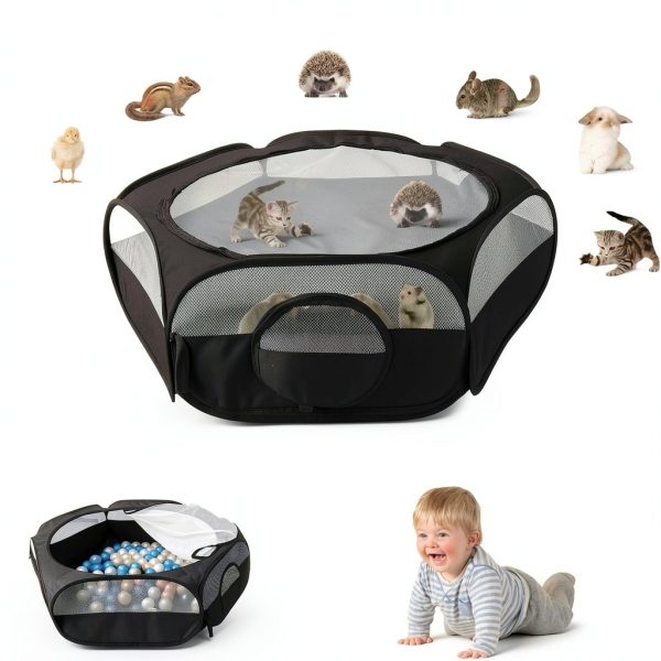 Deapeey Small Animal Playpen Durable Portable Double Covers-1