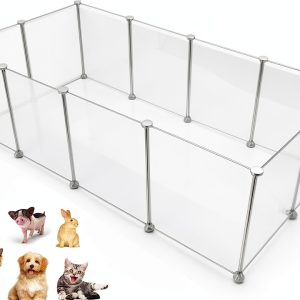 HOMICKER Transparent Pet Playpen Adjustable-0