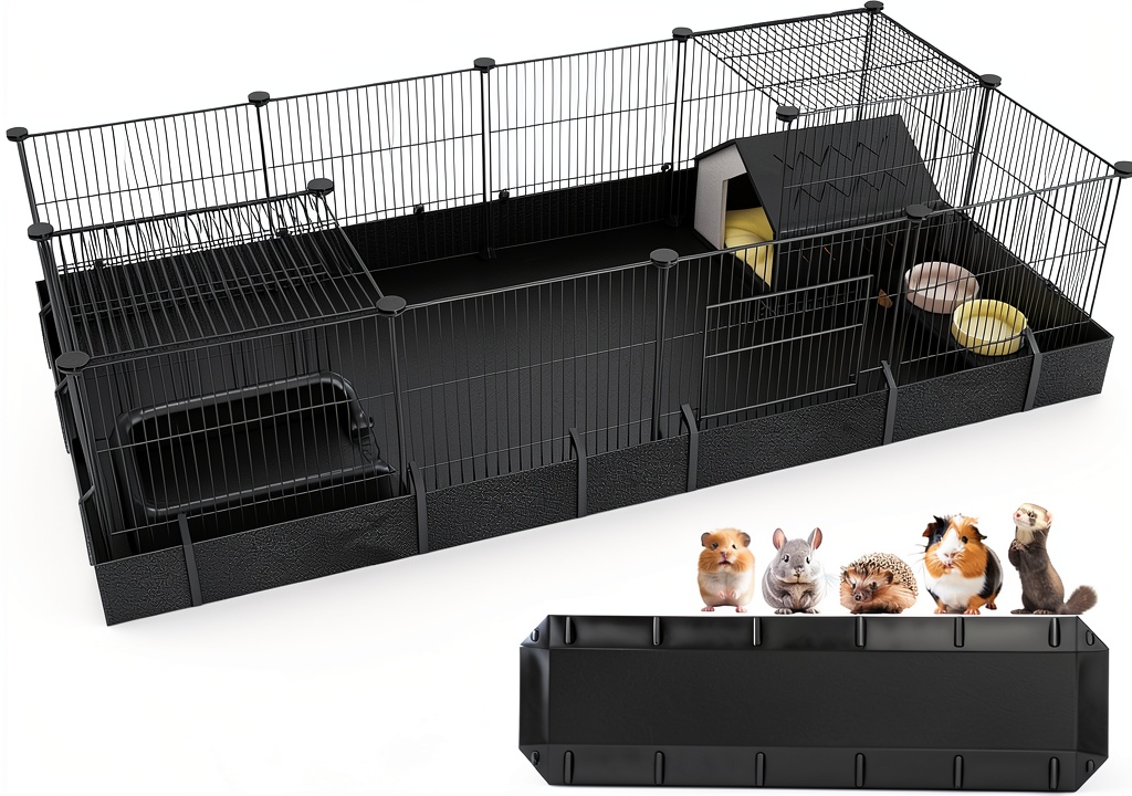 Small animal cage with guinea pigs inside