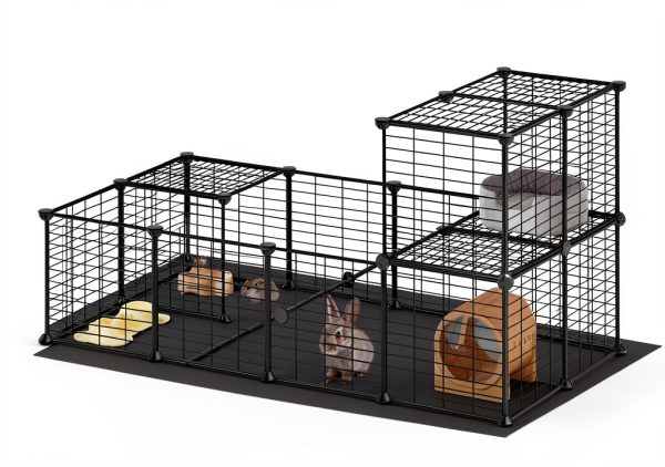 HOOBRO Small Animal Playpen Mesh Metal 57x31x23-2