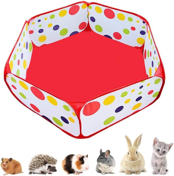 HL Pet Playpen Small Animal Exercise Fence Red Blue-0
