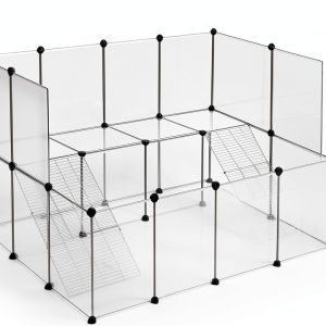 SONGMICS Pet Playpen Transparent Panels Small Animal Cage-0