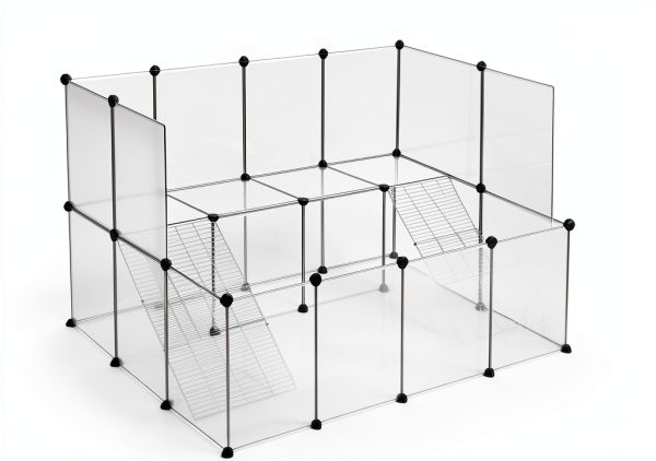 SONGMICS Pet Playpen Transparent Panels Small Animal Cage-0