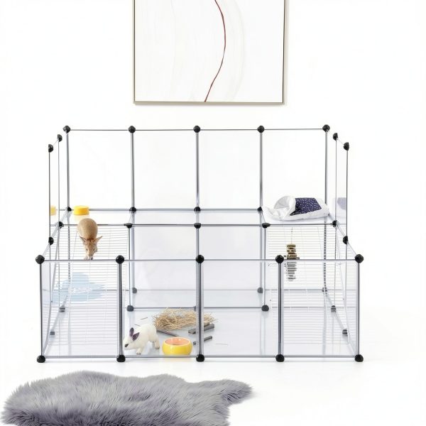 SONGMICS Pet Playpen Transparent Panels Small Animal Cage-1