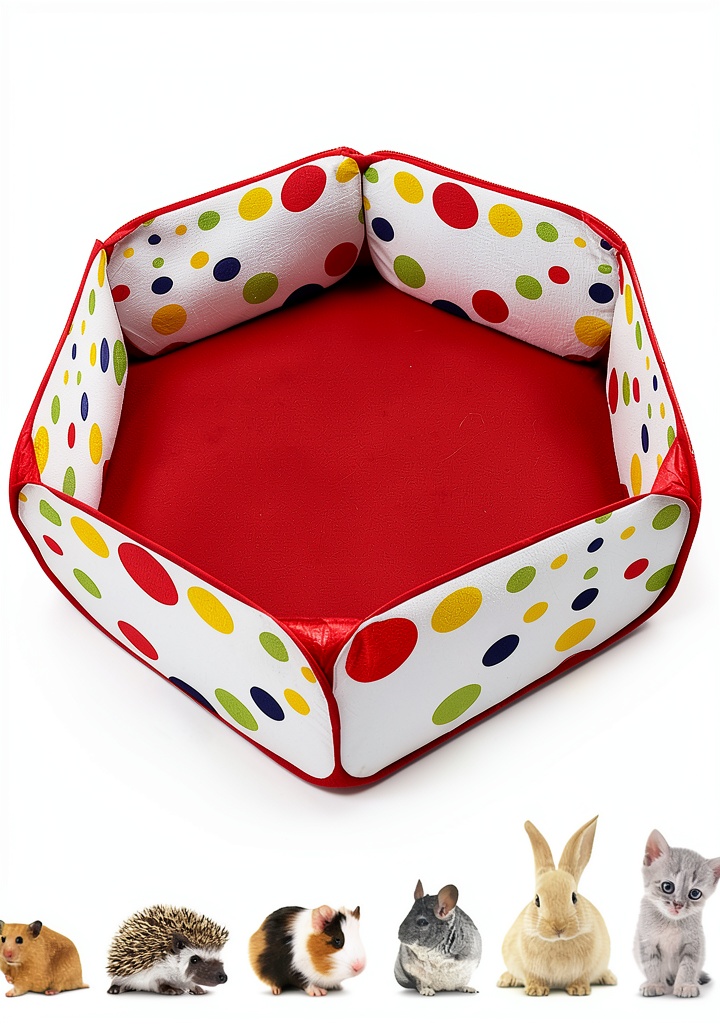 HL Pet Playpen unfolded in a living room with small pets inside