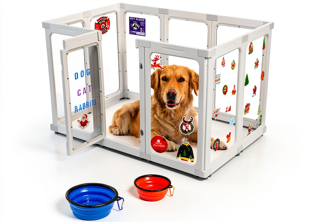 SPOODOR dog playpen set up in a living room