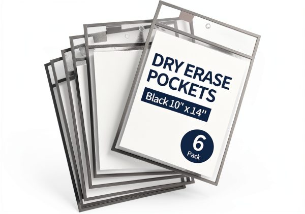 Dry Erase Pocket Ufmarine B6812 Black 10x13 Inch 6-Pack-0