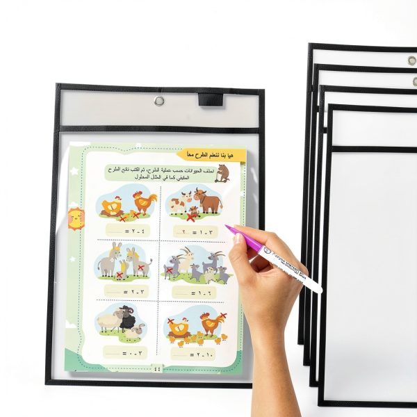 Dry Erase Pocket Ufmarine B6812 Black 10x13 Inch 6-Pack-2
