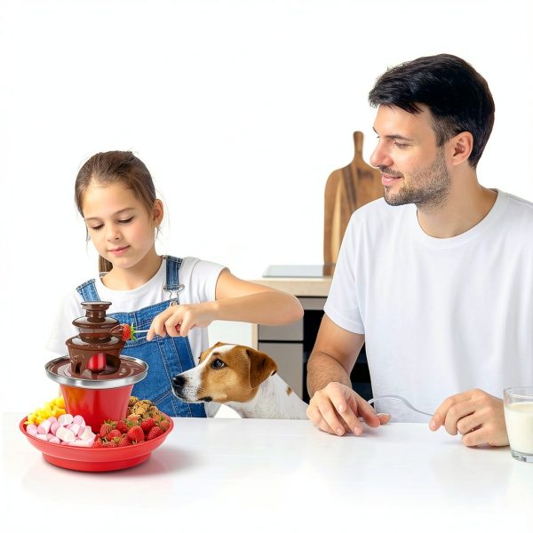 Mini Chocolate Fondue Fountain Outamateur 7.9oz with 6 Forks-3