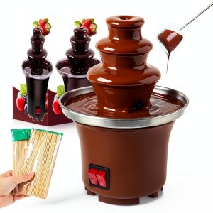 Chocolate Fountain Lallisa 3 Tier Electric with 200 Bamboo Skewers-0