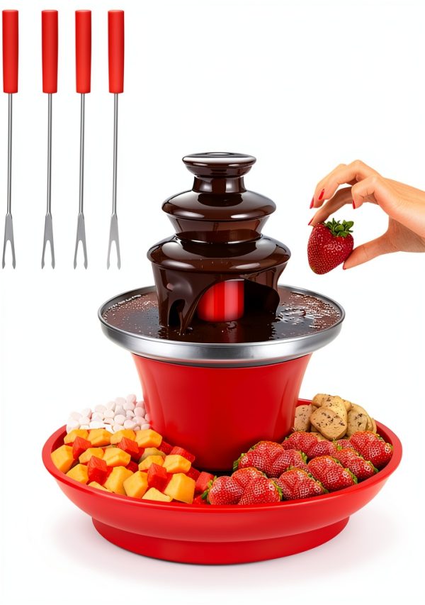 Mini Chocolate Fondue Fountain Outamateur 7.9oz with 6 Forks-0