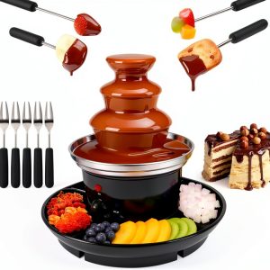 3 Tier Electric Chocolate Fondue Fountain QSADIL 16-Oz Black-0