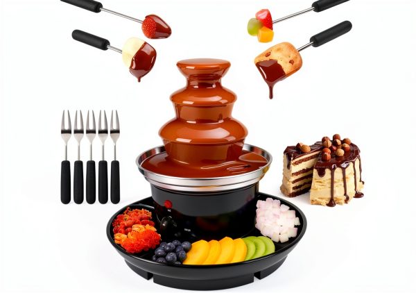 3 Tier Electric Chocolate Fondue Fountain QSADIL 16-Oz Black-0