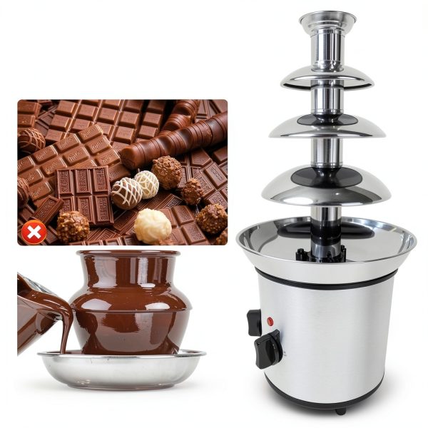 Chocolate Fountain Machine ZEVELOO 4 Tier Stainless Steel 24oz-1