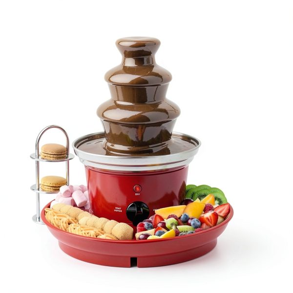 Chocolate Fondue Fountain Outamateur 32oz Stainless Steel 3‑Tier Red-1