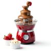 OVENTE 3 Tier Chocolate Fondue Fountain Machine, Stainless Steel Electric Mini Choco Warmer for Parties, Melts Cheese, Liqueurs, Dip Strawberries, Apple Wedges, Vegetables, Candy and More, Red CFS73R-7