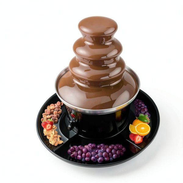 Chocolate Fountain 3-Tier Fondue Machine with Forks Fruit Plate 1lb-2