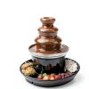 Chocolate Fountain 3-Tier Fondue Machine with Forks Fruit Plate 1lb-8