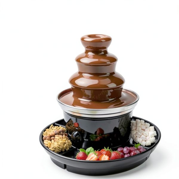 Chocolate Fountain 3-Tier Fondue Machine with Forks Fruit Plate 1lb-8
