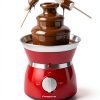 OVENTE 3 Tier Chocolate Fondue Fountain Machine, Stainless Steel Electric Mini Choco Warmer for Parties, Melts Cheese, Liqueurs, Dip Strawberries, Apple Wedges, Vegetables, Candy and More, Red CFS73R-1
