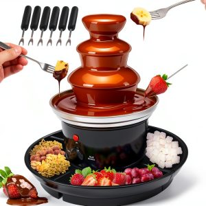 Chocolate Fondue Fountain EALNMIATE 40W 1lb Stainless Steel 6 Forks-0