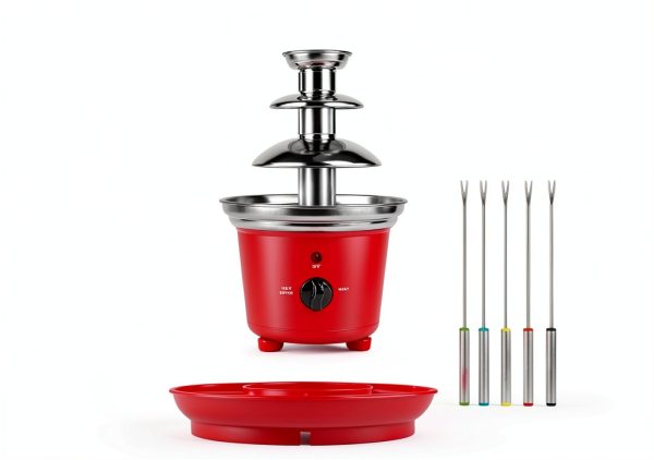 Chocolate Fondue Fountain Outamateur 32oz Stainless Steel 3‑Tier Red-4