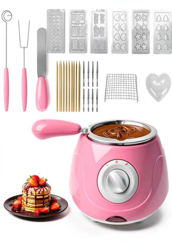 MINI Electric Chocolate Melting Pot, 8.45OZ Chocolate Fondue Fountain, Warmer Machine for Milk Chocolate,Cheese, Butter, Candy-0