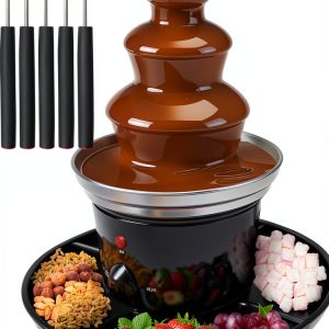 3 Tier Chocolate Fountain FeRepeer 16oz Fondue Set with 5 Forks-0