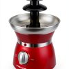 OVENTE 3 Tier Chocolate Fondue Fountain Machine, Stainless Steel Electric Mini Choco Warmer for Parties, Melts Cheese, Liqueurs, Dip Strawberries, Apple Wedges, Vegetables, Candy and More, Red CFS73R-8
