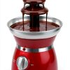 OVENTE 3 Tier Chocolate Fondue Fountain Machine, Stainless Steel Electric Mini Choco Warmer for Parties, Melts Cheese, Liqueurs, Dip Strawberries, Apple Wedges, Vegetables, Candy and More, Red CFS73R-0