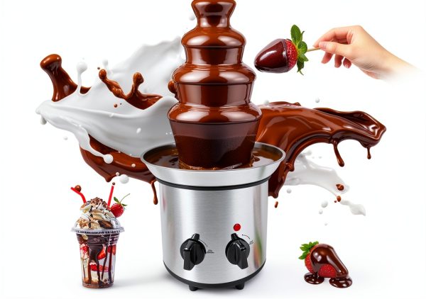 Chocolate Fountain Machine ZEVELOO 4 Tier Stainless Steel 24oz-6