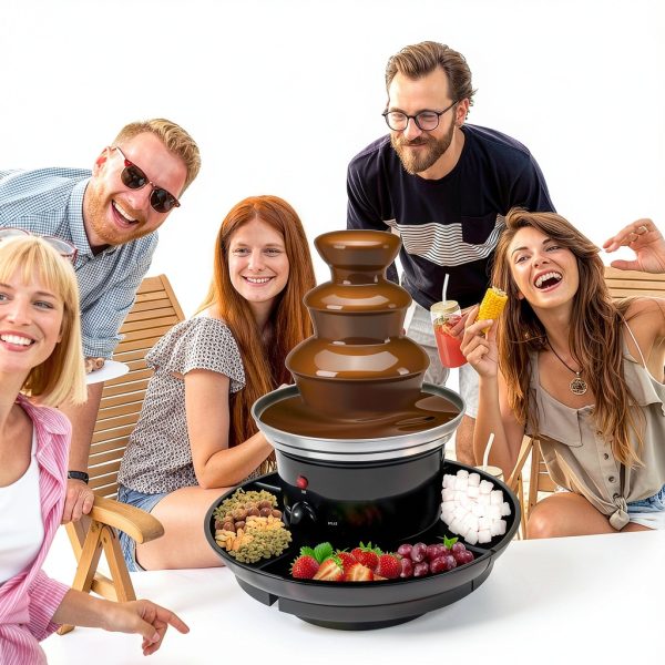 Chocolate Fountain SJXHRFXY 3-Tier Black Stainless Steel 1lb Capacity-3
