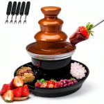 Chocolate Fountain SJXHRFXY 3-Tier Black Stainless Steel 1lb Capacity-0