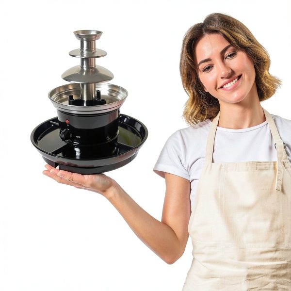 Chocolate Fountain SJXHRFXY 3-Tier Black Stainless Steel 1lb Capacity-6