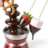 OVENTE 3 Tier Chocolate Fondue Fountain Machine, Stainless Steel Electric Mini Choco Warmer for Parties, Melts Cheese, Liqueurs, Dip Strawberries, Apple Wedges, Vegetables, Candy and More, Red CFS73R-4