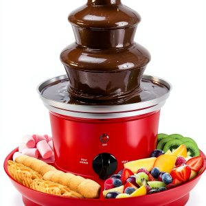 Chocolate Fondue Fountain Outamateur 32oz Stainless Steel 3‑Tier Red-0