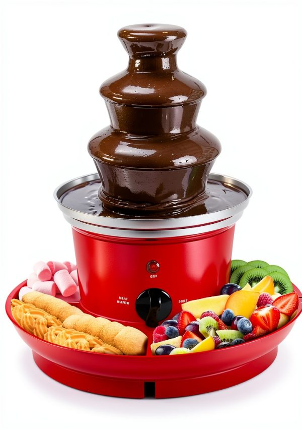 Chocolate Fondue Fountain Outamateur 32oz Stainless Steel 3‑Tier Red-0