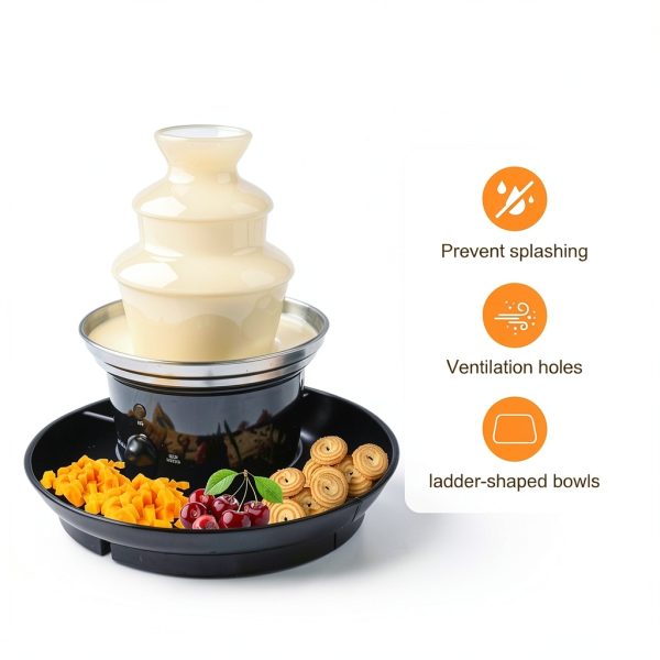 Chocolate Fondue Fountain EALNMIATE 40W 1lb Stainless Steel 6 Forks-3