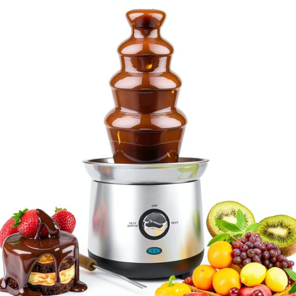 Chocolate Fountain Machine 4-Tier Fondue CFF-ME Stainless Design-3