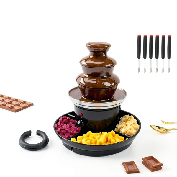 Chocolate Fountain CHNWOD 3-Tier Black 18.5in Height-3