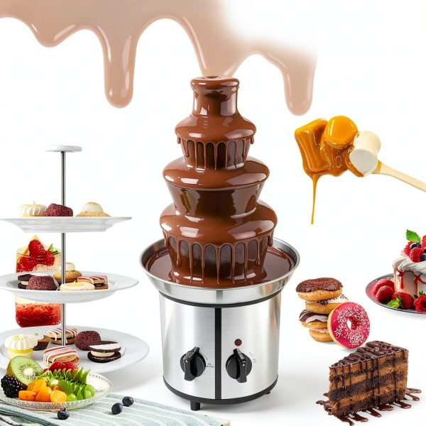 Chocolate Fountain Machine QKLPQ001 4‑Tier Stainless Steel 4‑Pound-1