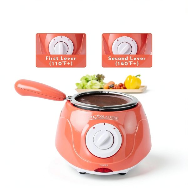 Chocolate Melting Pot Electric Fondue Kit 8.8oz with Temp Control-2