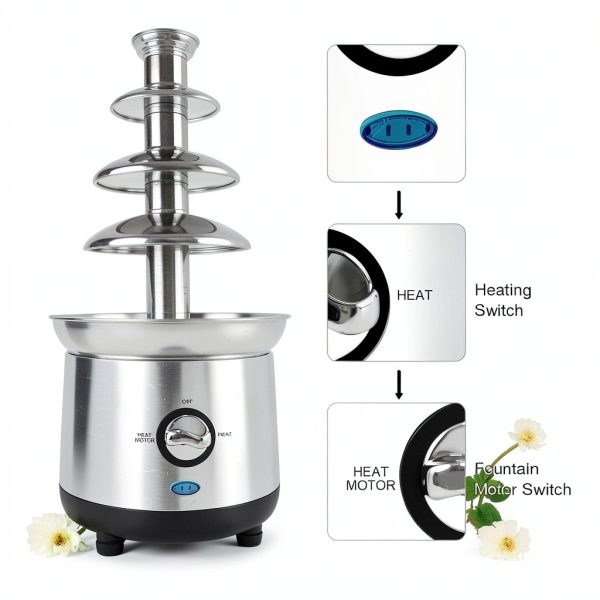 Chocolate Fountain Machine 4-Tier Fondue CFF-ME Stainless Design-5