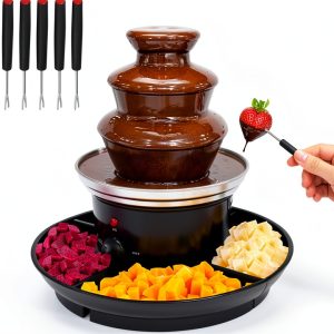 Chocolate Fountain CHNWOD 3-Tier Black 18.5in Height-0