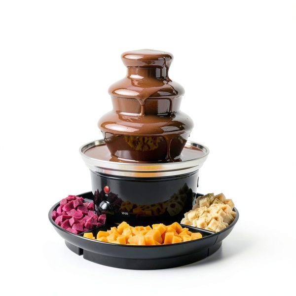 Chocolate Fountain CHNWOD 3-Tier Black 18.5in Height-2